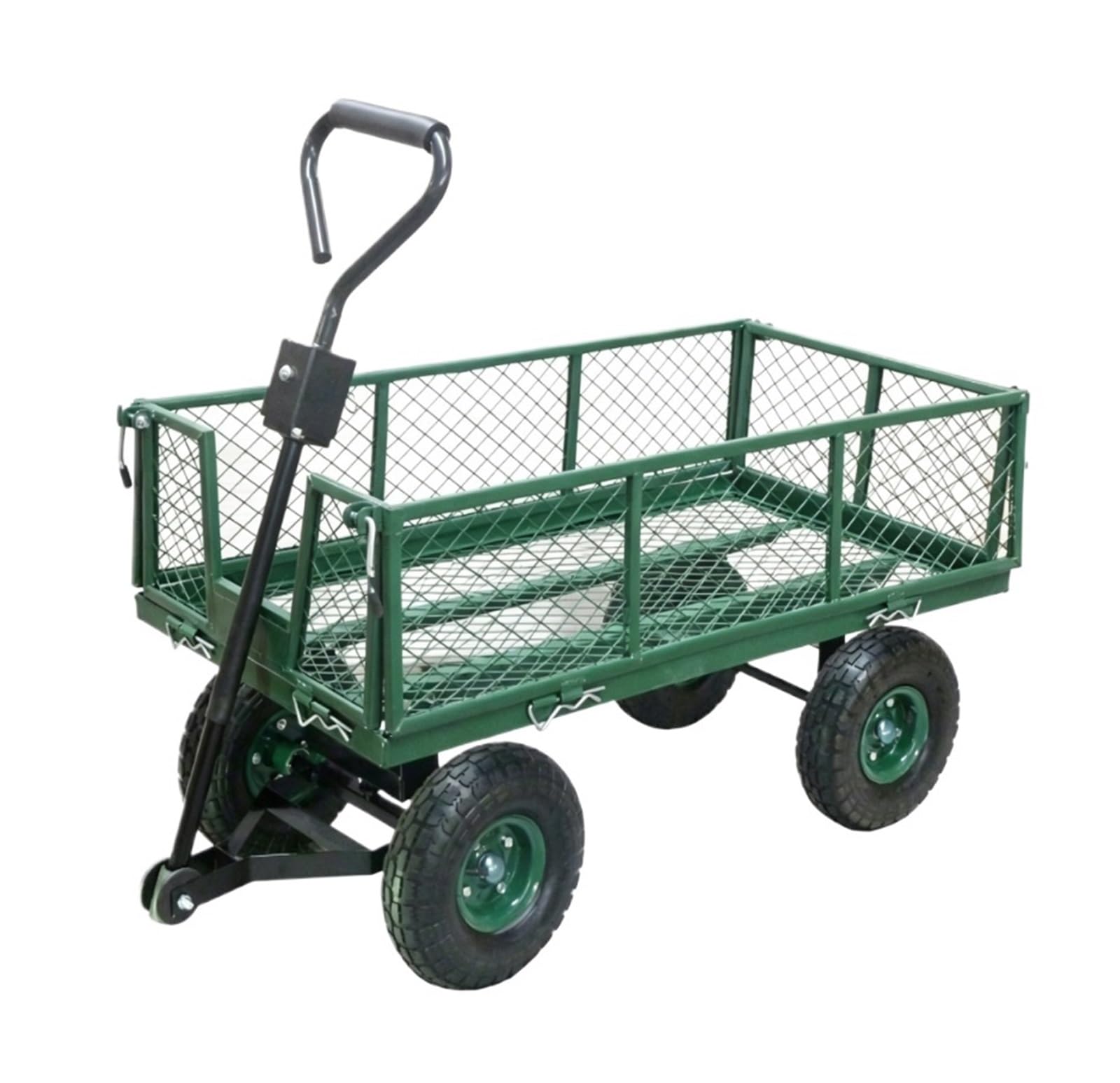 Beach Portable Trolley, Mesh Garden Dump Cart With Removable Sides, Green