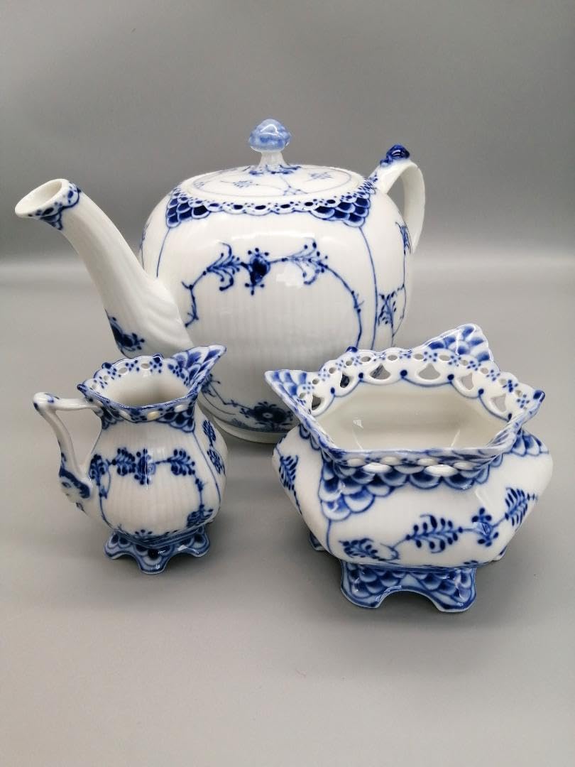 ロイヤルコペンハーゲン ブルーフルーテッド ティポット＆シュガー