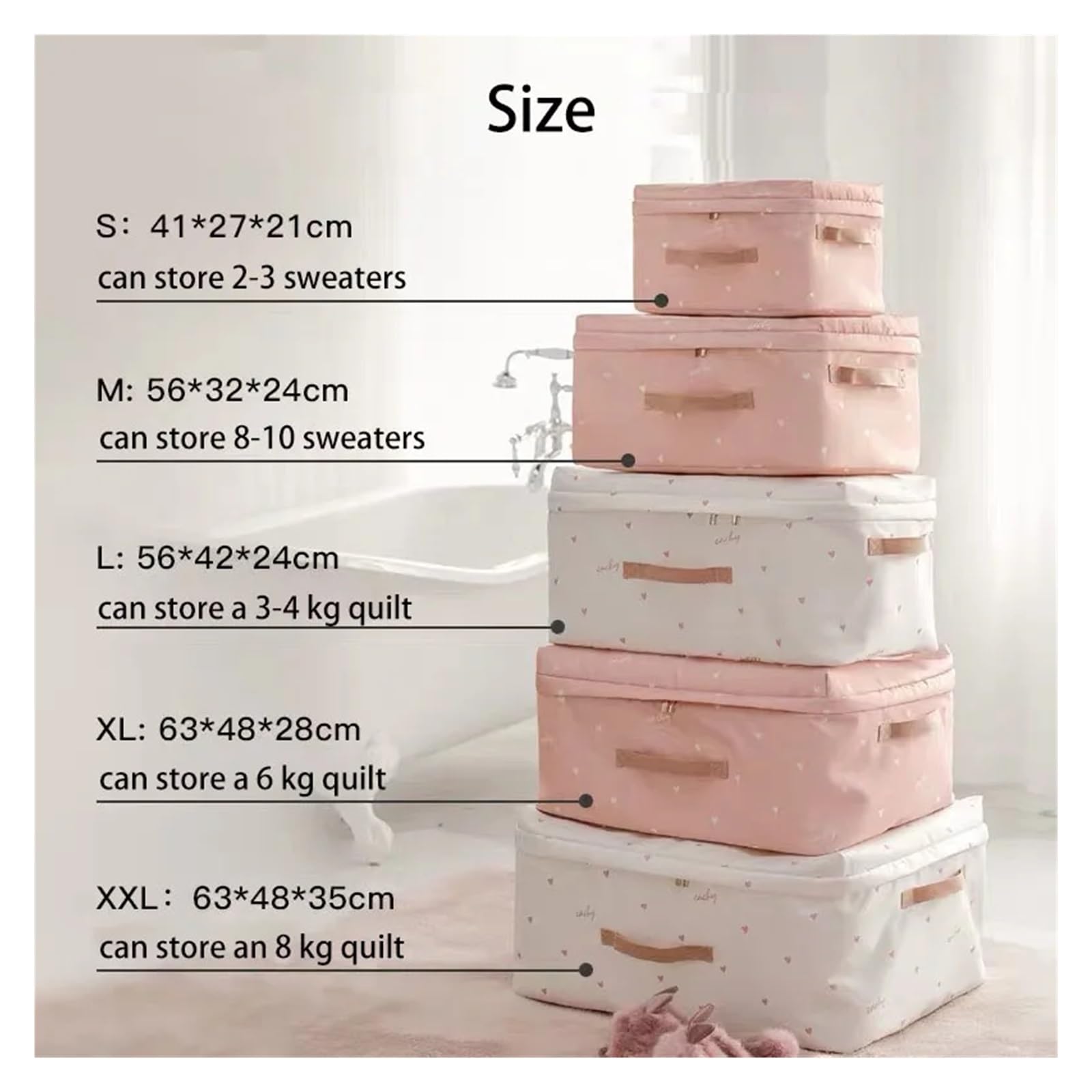 Kleidung Aufbewahrung Faltbare Aufbewahrungstasche Organizer for Decken, Stoff, Quilt, Aufbewahrungstasche, Almacenamiento, Ropa, Closet Organizer Bag Travel Home(Pink,XXL)