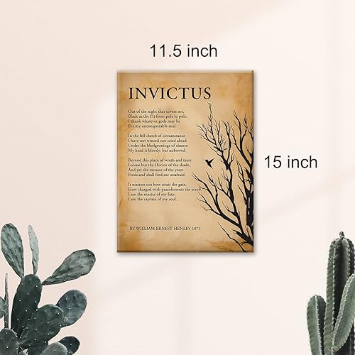 Miniatura 2 de Arte de pared retro Invictus Out of the Night Impresión en lienzo inspiradora pintura enmarcada para decoración de pared y mesa de oficina en casa