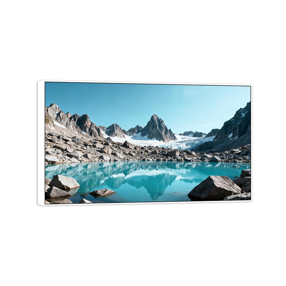 Landscape Canvas Prints Mountain Lake 7. Home Decor 40x70cm White Frame