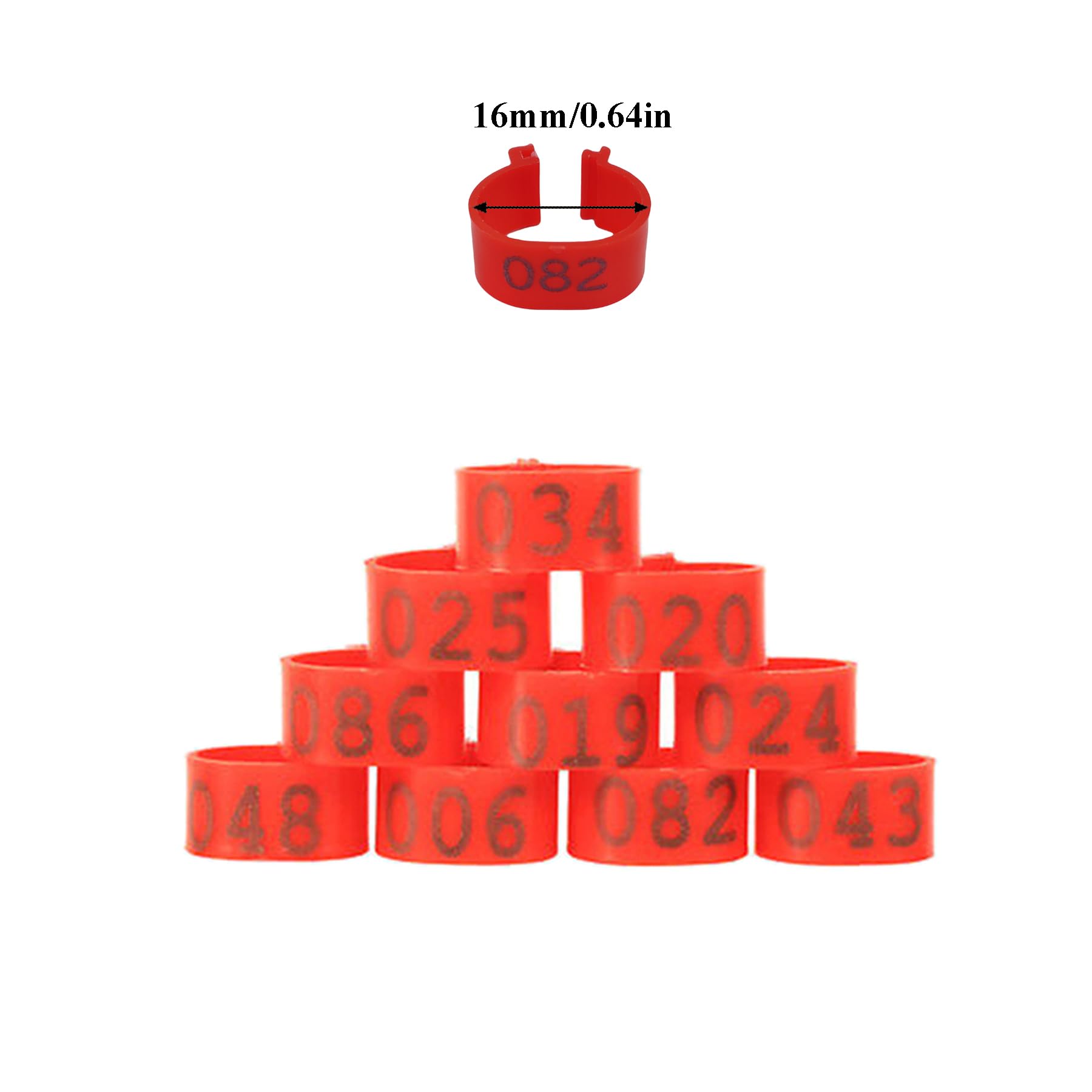 anelli identificativi per pollame, 100 fasce for zampe di pollame da 20 mm, multicolori, for anatre, galline, polli(Red)