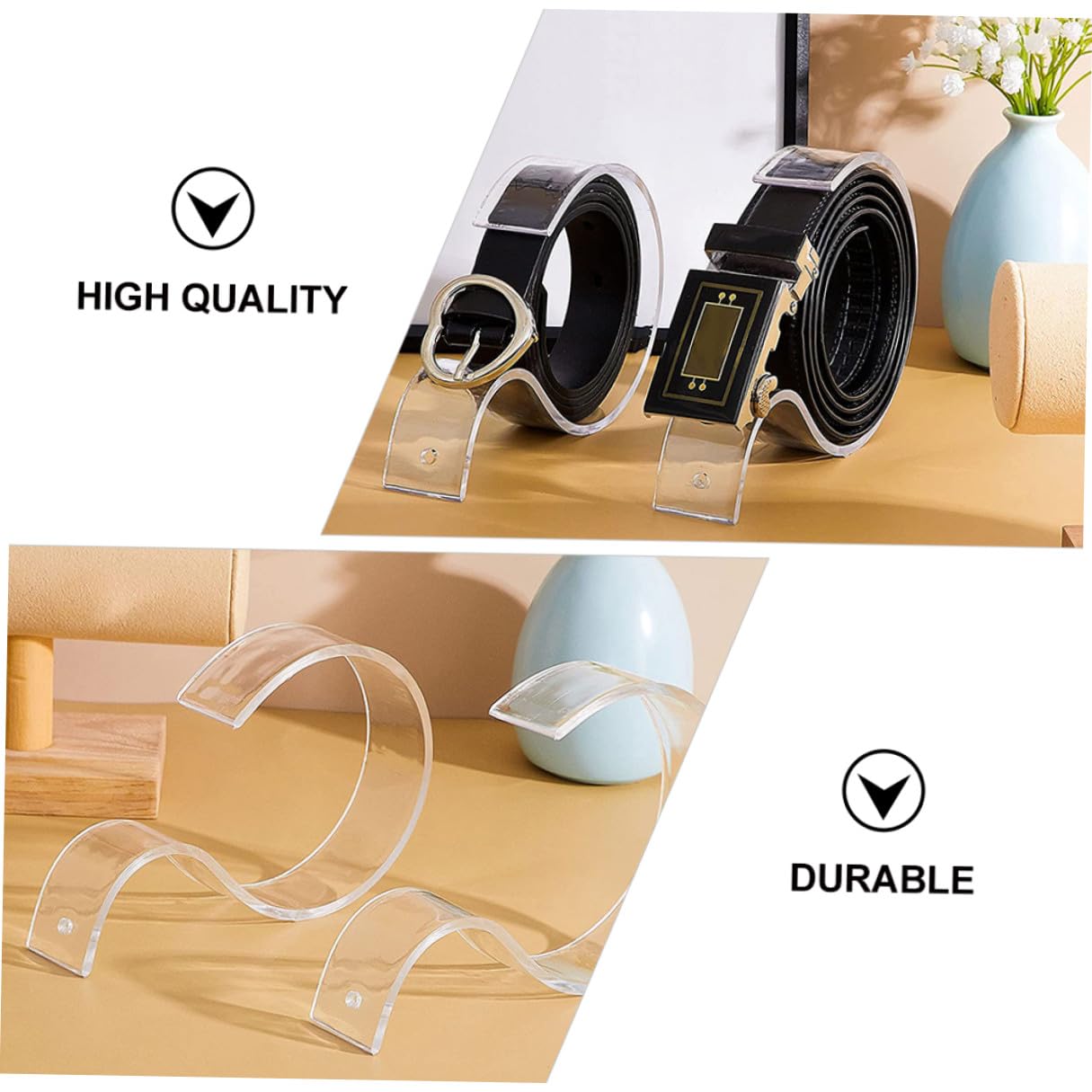 10 Stück Teiliges Transparentes S förmiges Acryl Gürtel Display Regal Langlebiger Gürtelhalter für Einzelhandel und Schrank Flexibler Kratzfester Aufbewahrungsständer für Gürtel