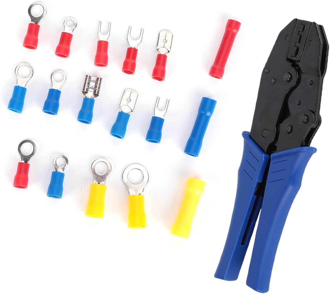 300Pcs Insulated Electric Wire Connector Kit, Insulated Cable Terminal Set with Crimp Plier and Storage Box, Flame Retardant PVC Wire Connectors for Automotive Marine Use