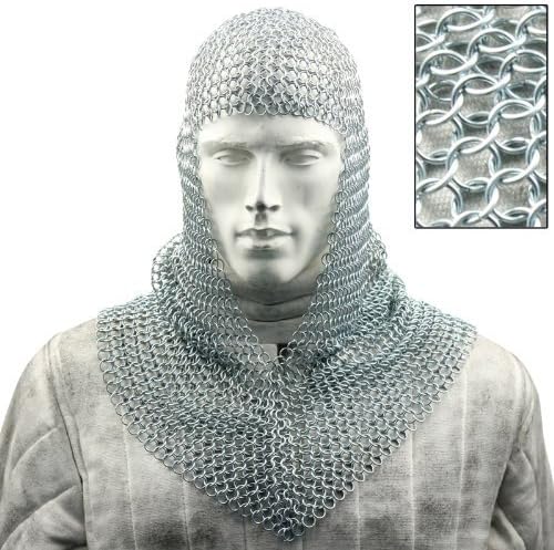 Armory Replicas Medieval Chainmail Coif Armor, 18.75 Inches, Silver, One size