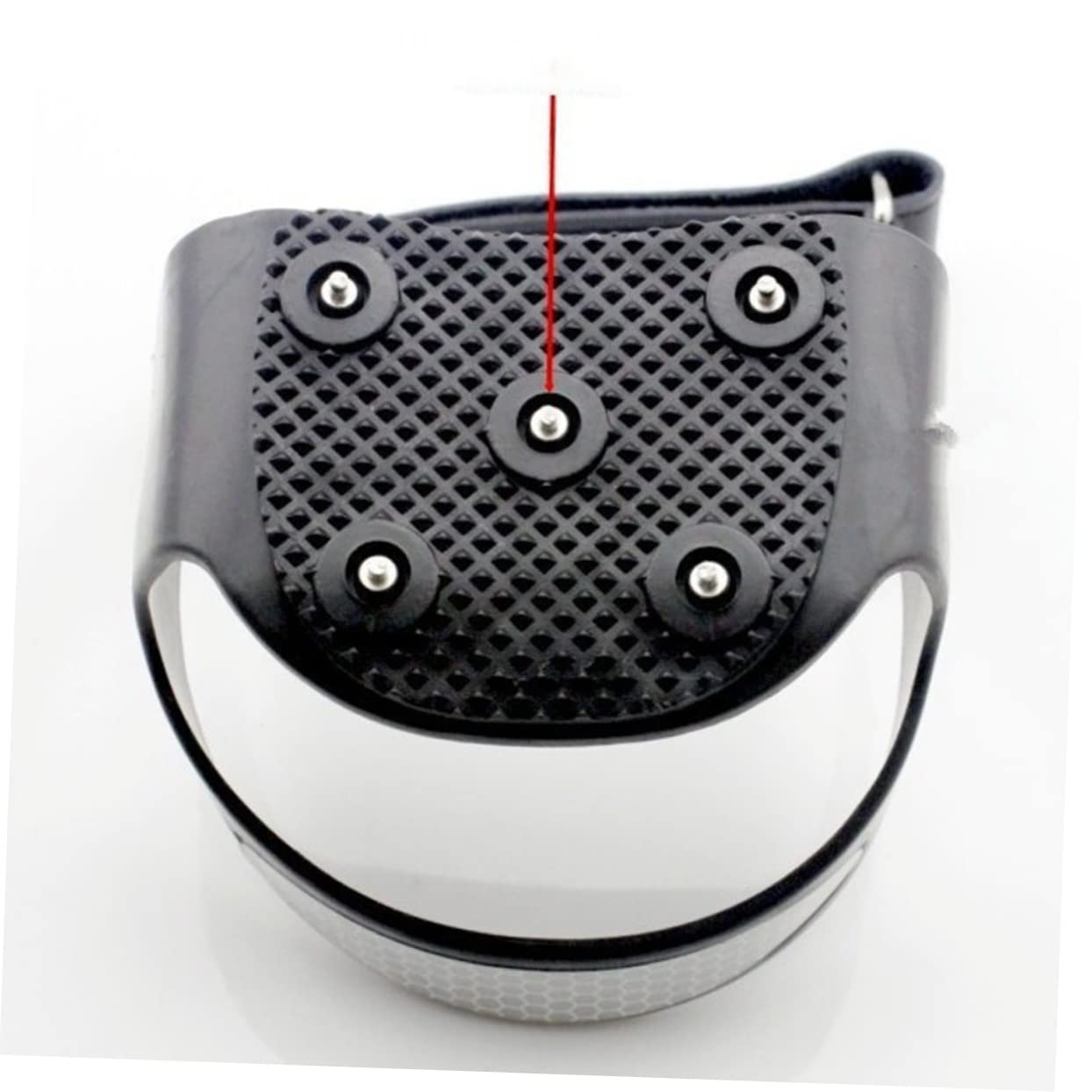Ramponi da Ghiaccio a 5 Denti in Silicone Strisce Riflettenti, Ramponi Antiscivolo per Escursionismo e Trekking su Neve e Ghiaccio, Tacchetti in Acciaio Inox, Taglia L39-42,