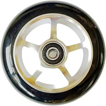 Wheels with Polyurethane Tires Strong Grip Wheel with Aluminum Core Smooth Cushioning for Trick, Black, Silver, style to 1