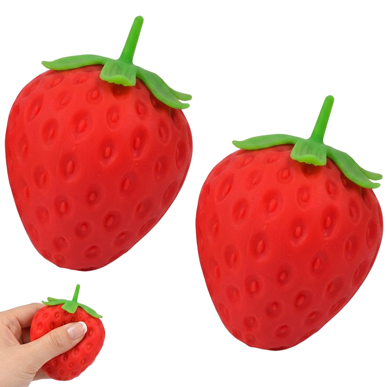 2pcs Strawberry Squishy, Strawberry Ornament, Office Desk and Classroom Focus Aid, Hand Muscle Exercise Companion