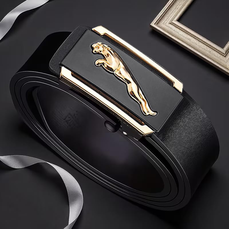 Image of NAPA HIDE Men's Auto Lock Vegan Leather Belt | Stylish Adjustable Buckle Belt for Formal & Casual Wear I Fits upto 40 Inches Waist size