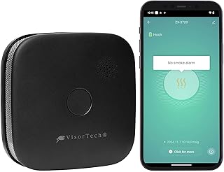 VisorTech WLAN Rauchmelder: Kompakter WLAN-Design-Rauchwarnmelder mit weltweiter App, schwarz (Design Rauchmelder, Sets Funk, drahtlos vernetzbar)