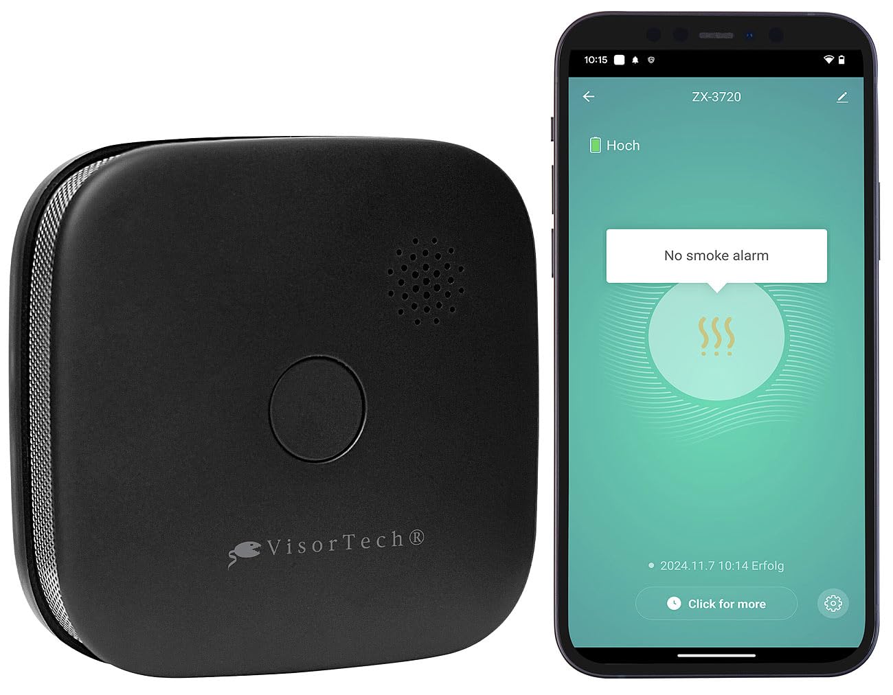 VisorTech Rauchmelder Design: 10er-Set kompakte WLAN-Design-Rauchwarnmelder, weltweite App, schwarz (Rauchmelder-Set Funk, Brand-Alarmsysteme)