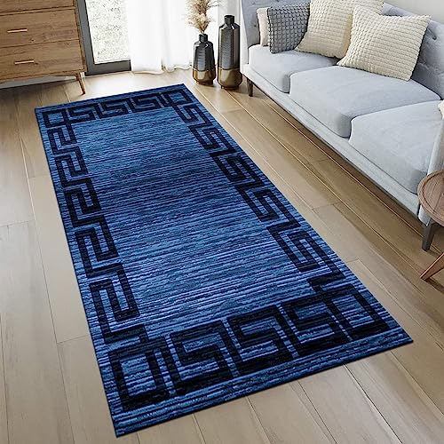 Tapis de couloir non glissé bleu 120x350cm : fini les glissades sur le parquet