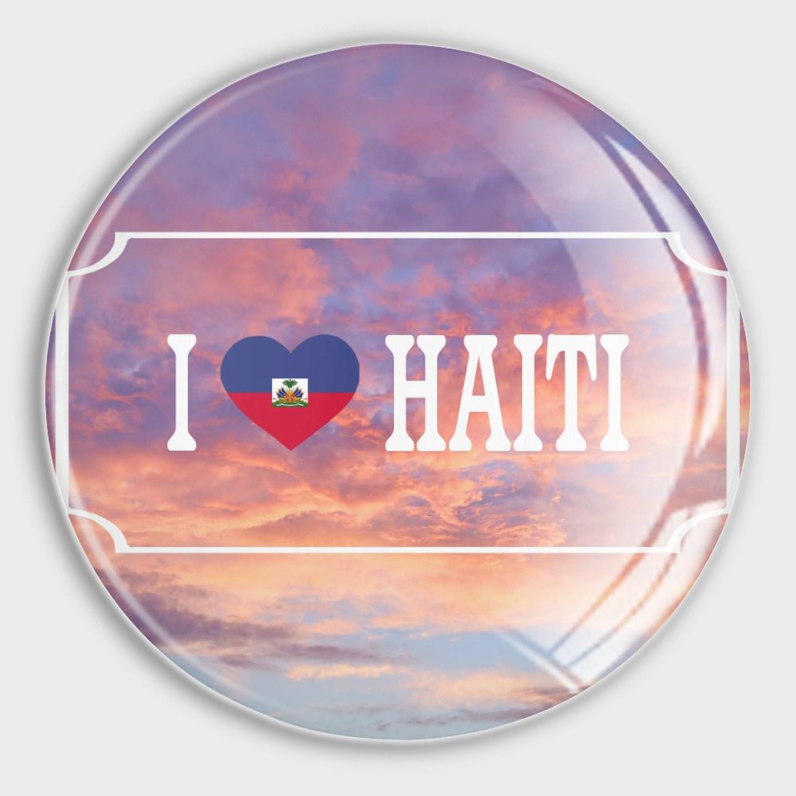 Aimants de réfrigérateur ronds verre I Love Haïti pour tableau blanc école