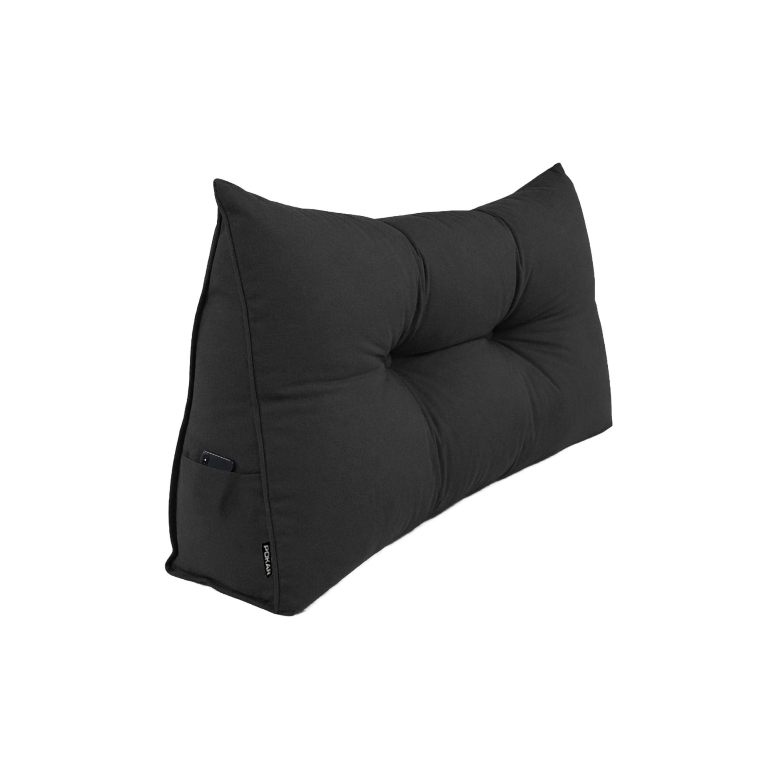 POKAR Back Cushion for Sofa and Bed 100x50x20 cm | Backrest Wedge Pillow with Lumbar and Back Support | Reading Pillow with Side Pockets | Headboard Pillow | Oeko Tex 100 Certified | Black