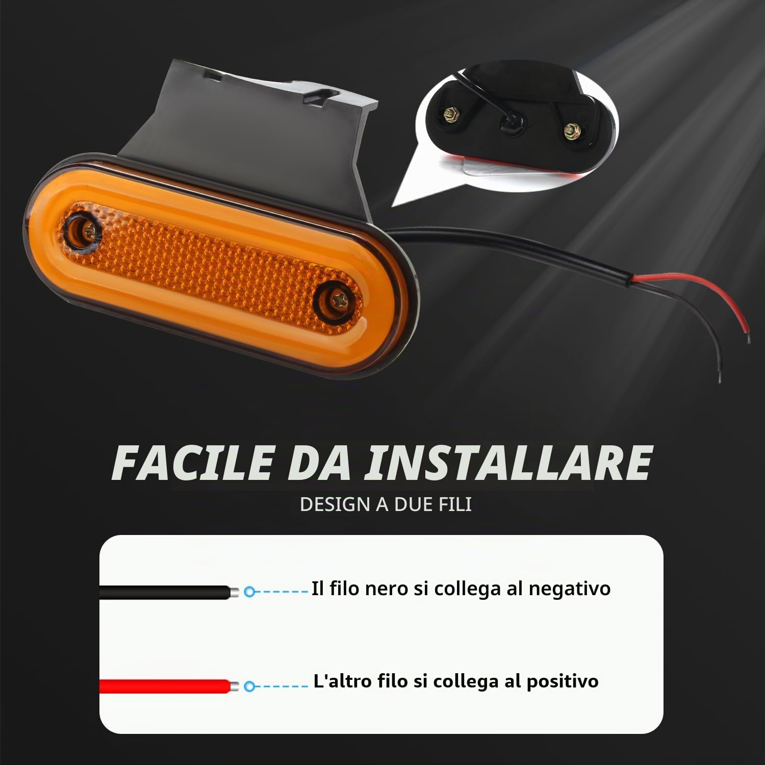 10PCS Luci Posizione LED Luci Laterali per Auto 12-24V Indicatori Laterali Luce 20 LED Luci di Avvertimento del Rimorchio Laterale Luci per Telaio Rimorchio Camion Caravan (Ambra)