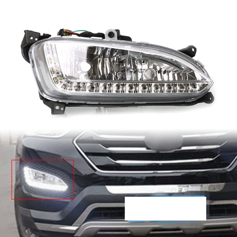 1 Uds Auto LED DRL Luz De Circulación Diurna para Hyundai IX45 para Santa Fe 2013 2014 2015 Faro Antiniebla Delantero Derecho Lado Izquierdo Luz Espejo Retrovisor Indicador (Color : Derecha)