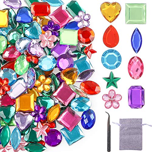 YIQIHAI 270pcs Larger Gems Acrylic Craft Jewels Flatback Rhinestones Gemstone Embellishments for Arts