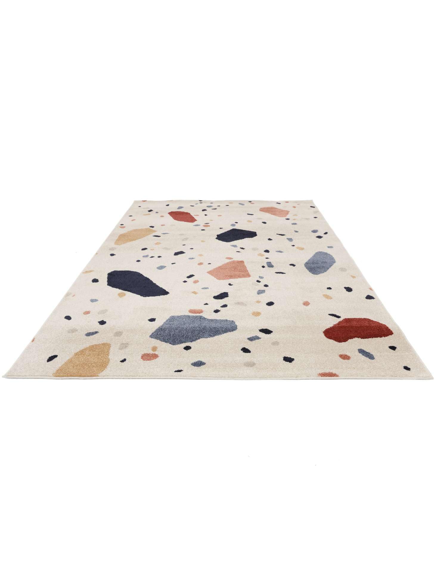 RugVista Beverly, Tapis pour Enfants, Modernes, 140 x 200 cm, Rectangulaire, Poil Moyen, Chambre d'enfant, Nettoyage à Sec Seulement, sans Produits Chimiques Dangereux, Blanc crème Beige/Bleu