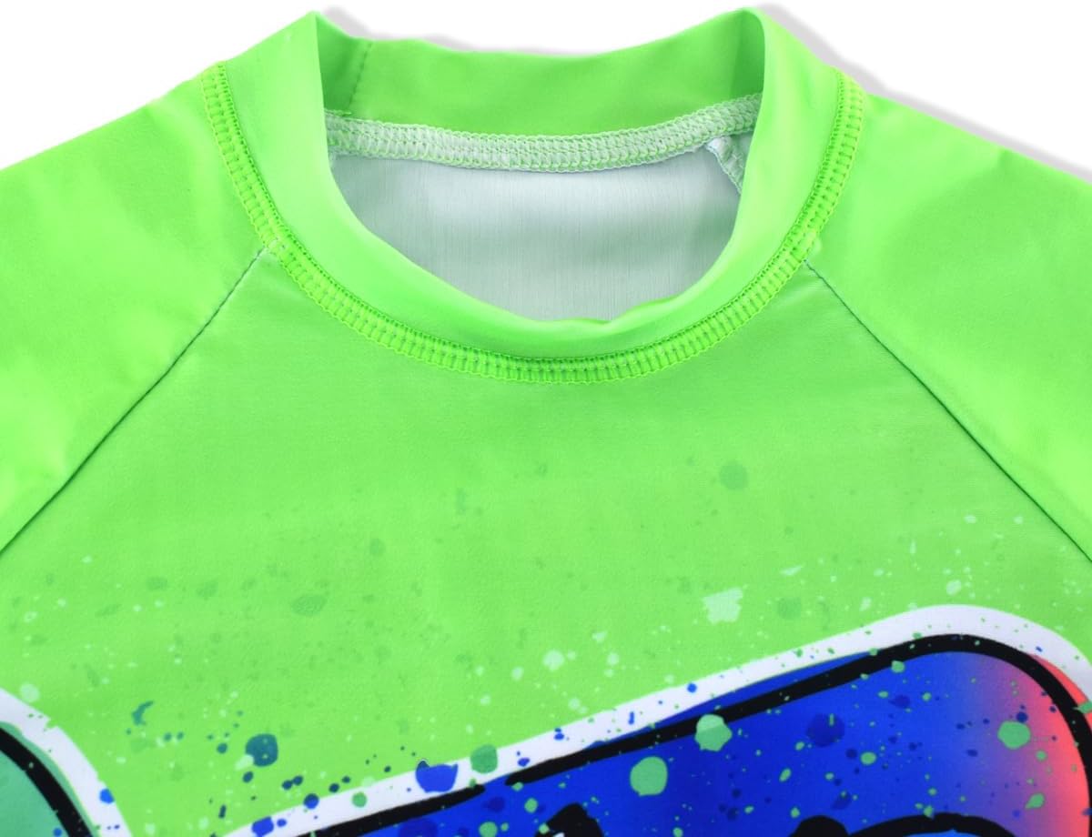 Boys Two Piece Rash Guard Swimsuits Kids Short Sleeve Sunsuit Swimwear Sets - Image 4