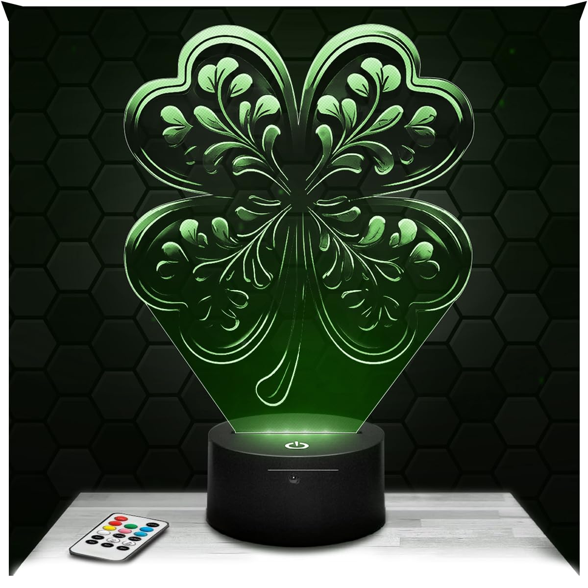 Lampephoto.fr - Four-Leaf Clover 3D Lamp Lucky Decoration, Gift idea for Men and Women, Four-Leaf Clover Object, Adult Night Light, Bedroom Decor, Original Christmas, Gift idea for Men and Women