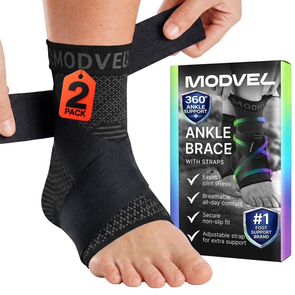 Modvel Foot & Ankle Brace Socks with Adjustable Support Strap – Compression Sleeve for Sprained Ankle, Plantar Fasciitis Relief Tendonitis & Arthritis