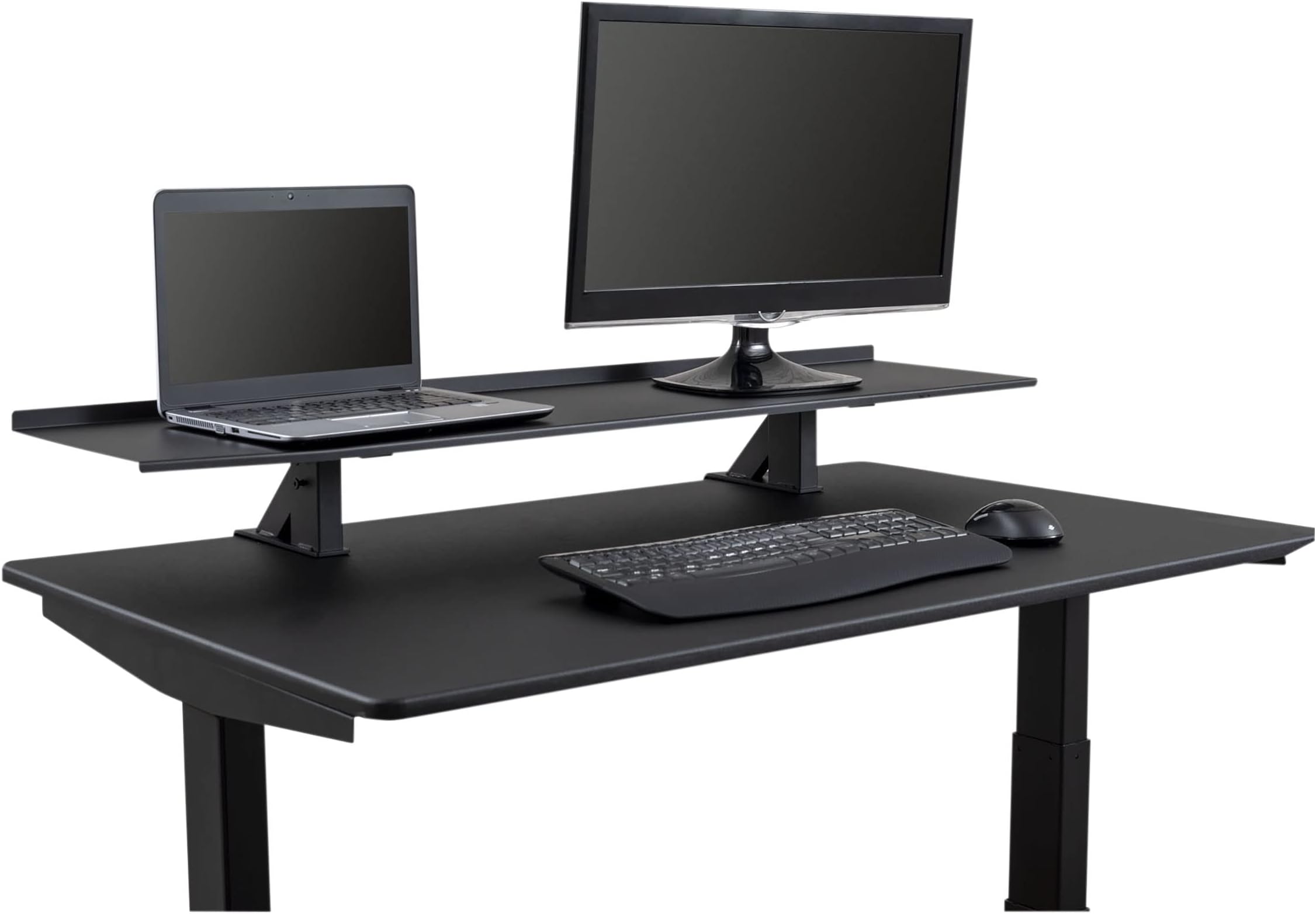 Stand Up Desk Store 48" Clamp-On Desk Shelf Monitor Stand | Adjustable Height, Black
