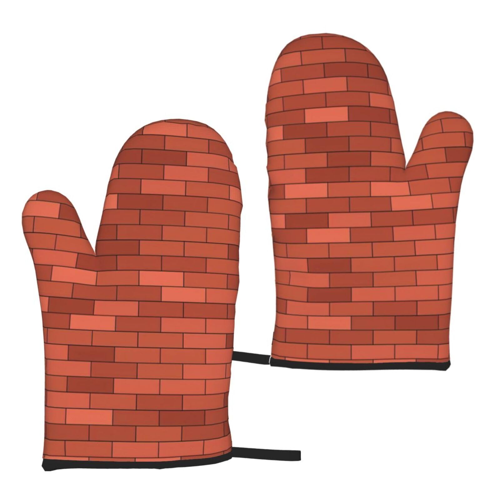 Red Brick Wall Texture Print Heat Resistant Universal Fit Oven Microwave Gloves Home Cooking Baking Grilling