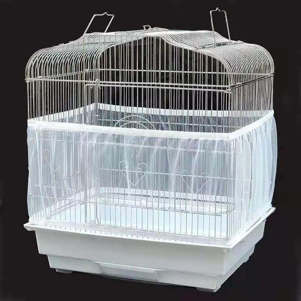 Attrape-Plumes d'oiseaux, Cage à Oiseaux, Attrape-graines, Filet réglable pour Cage à Oiseaux Extensible pour Cage Ronde carrée Blanche