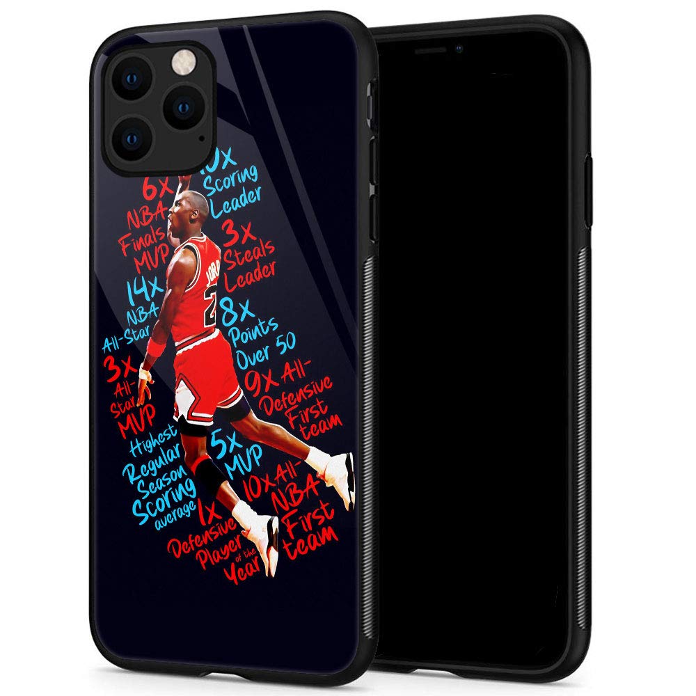 Lxury Design iPhone 11 Case, Basketball Player 1040 Pattern,9H Tempered  Glass iPhone 11 Cases for Men Women Fans TPU Shock Protective Anti-Scratch