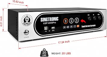Singtronic KSP-6000Pro 6000W Professional 3-in-1 Digital Karaoke Amplifier | 4-Channel Sound Processor + Wireless Mics + Anti-Feedback | Class D Power | Home or Stage Use