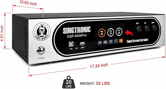 Singtronic KSP-6000Pro 6000W Professional 3-in-1 Digital Karaoke Amplifier | 4-Channel Sound Processor + Wireless Mics + Anti-Feedback | Class D Power | Home or Stage Use