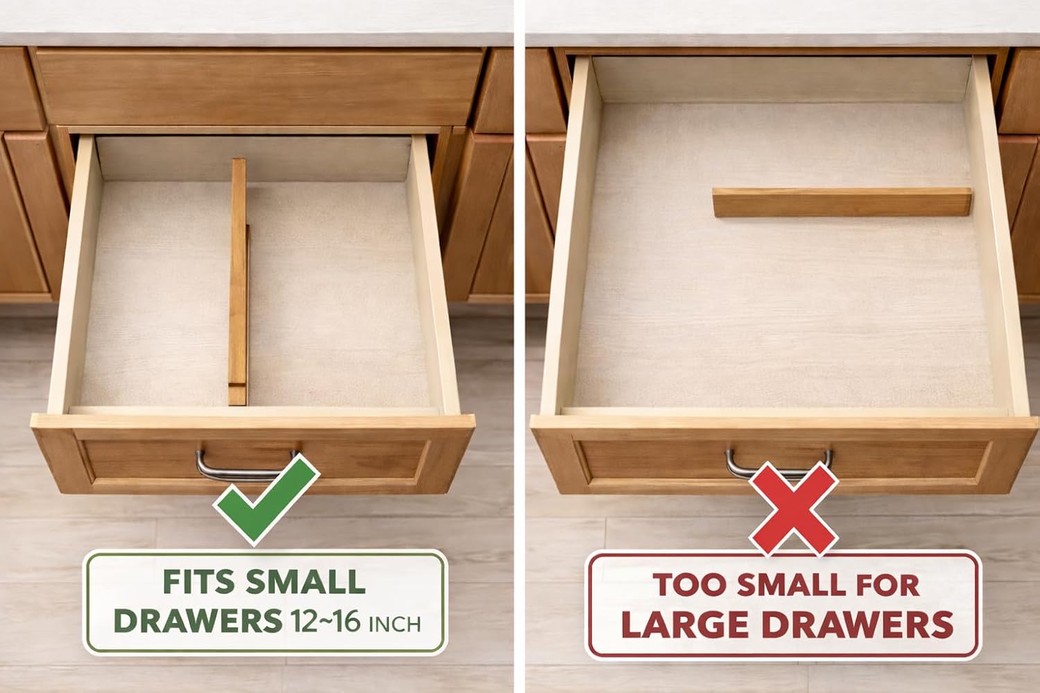 Adjustable Bamboo Drawer Dividers – SMALL SIZE, Expandable 12–16 inch – Spring Loaded Drawer Organizer for Kitchen, Dresser, Bathroom, Bedroom, Desk – 6-Pack