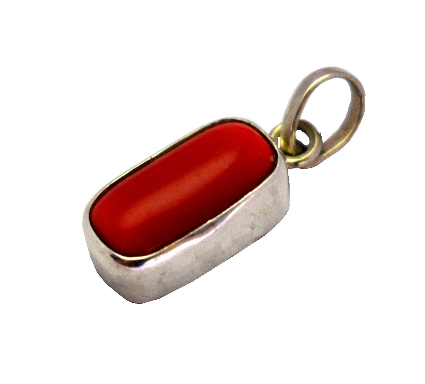 5.25-5.50 Carats Red Coral Pendant/Locket (Moonga/Munga Stone Silver Pendant) 100% Original AAA Quality GemStone