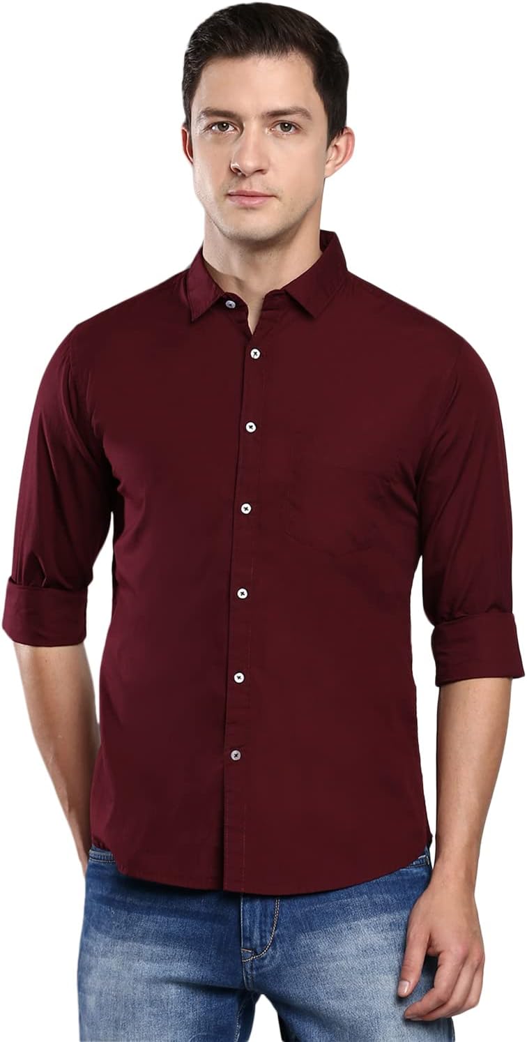 Dennis Lingo Men's Solid Slim Fit Casual Shirt, Full Sleeve Shirt for Casual Wear & Formal Wear (Also Available in Plus Size)