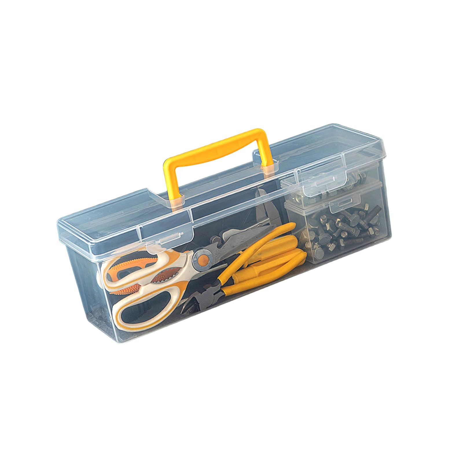 Jazuaiao Yellow Portable Tool Container For Workshop Essential Transparency Design Large Capacity Thickened Storage Box Tool Storage For Nails And Screws