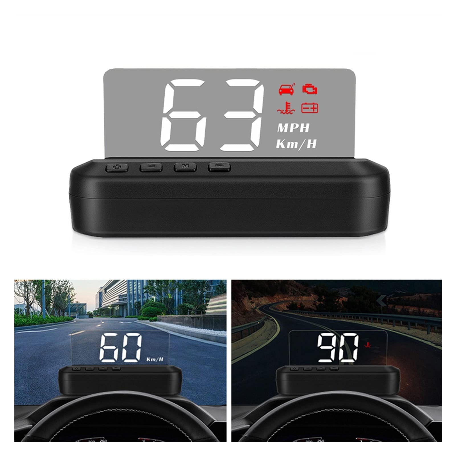 OBD2 HUD On-board Computer Auto Head Up Display Digital Car Speedometer Projector KM/h MPH Car Electronics Alarm Smart Gadgets
