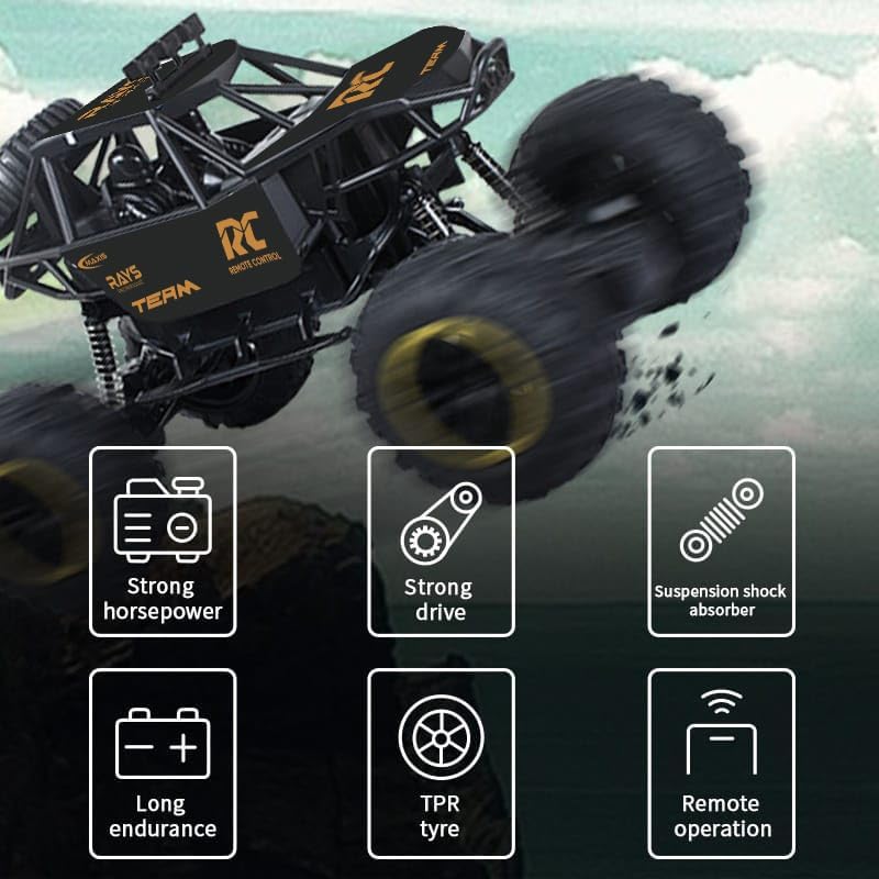 Image of Sky Tech Rock Crawler Car with Smoke Offroader Rc Car High Speed 5 Functions 1:16 RC Car with Smoke Fog Styled Climbing Monster Truck Rechargeable Remote Control Car for Kids 【Colors as Per Stock】