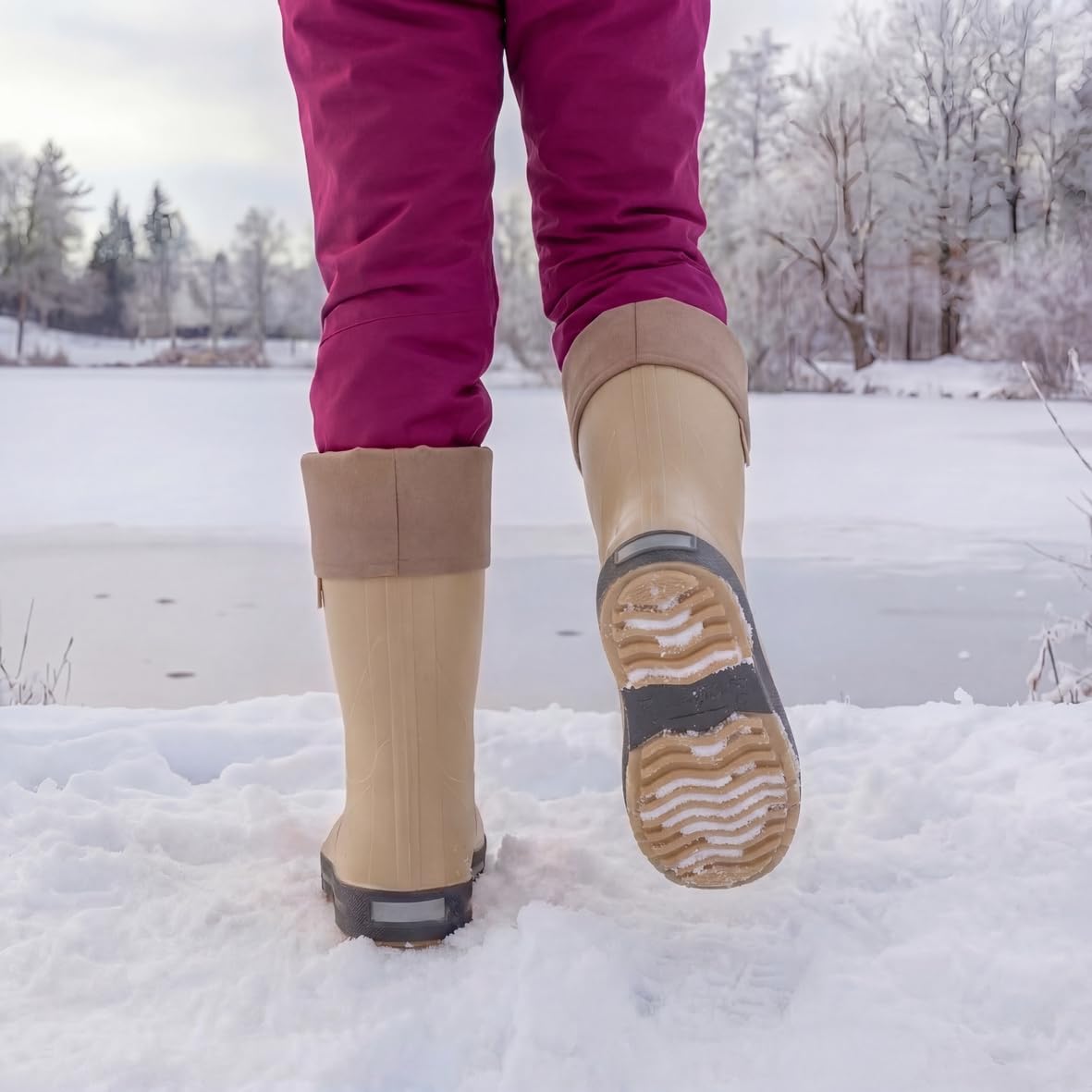 DUNLOP Puddle Jumper - Botas Impermeables para Niños y Niñas – Botas de Agua y Nieve Aisladas - Beige – Tallas 35/36