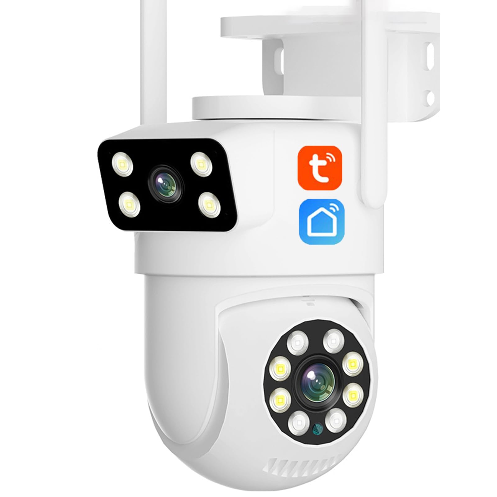 Cámara De Seguridad Tuya PTZ WiFi De Doble Lente (2MP+2MP), Cámara IP con Doble Vista, Visión Nocturna, Seguimiento Automático Y Audio Bidireccional para Videovigilancia,Camera