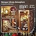 JOOHOUR DIY Book Nook Kit, Beauty and The Beast, Dollhouse Miniature, Booknook Bookshelf Insert Decor Alley 3D Wooden Puzzle, Bookends Model Building Kit with LED Light for Adults, Enchanted Library