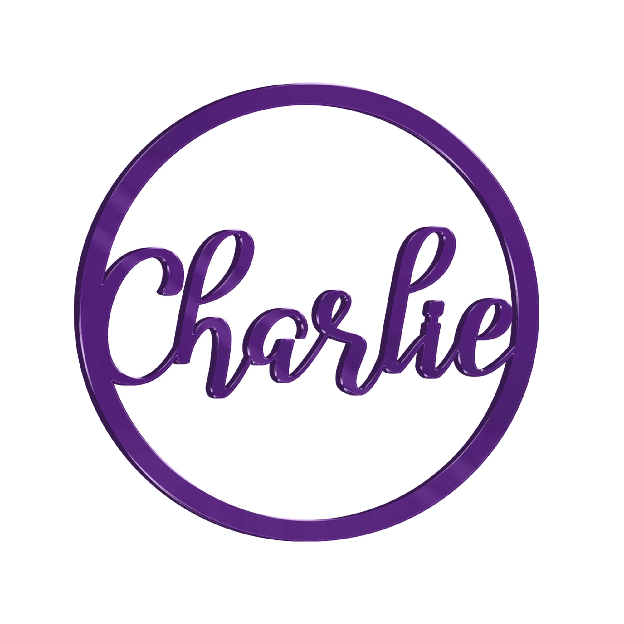 Personalised wooden Any name colour hoop Acrylic wreath Circle Loop Plaque (Purple Perspex Mirror, 20cm)