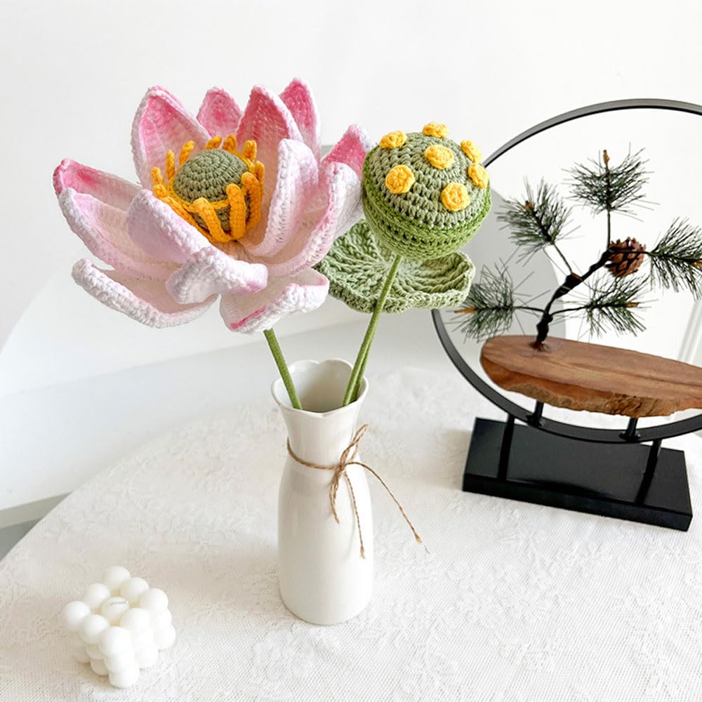 Amazon｜かぎ針編み 花 ハンドメイド ニット 蓮の葉 ポッド フェイク