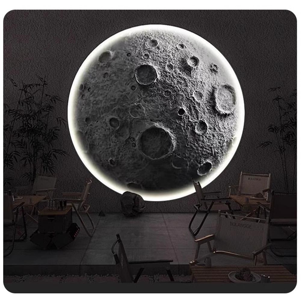 3D Wall Art Decor With LED Light, 3D Three-dimensional Moon Wall Lamp Relief Mural Lamp For Living Room, Bedroom Gaming Room, Hotel Decor, Birthday Gifts For Friends(Color:Gray-B,Size:80cm)