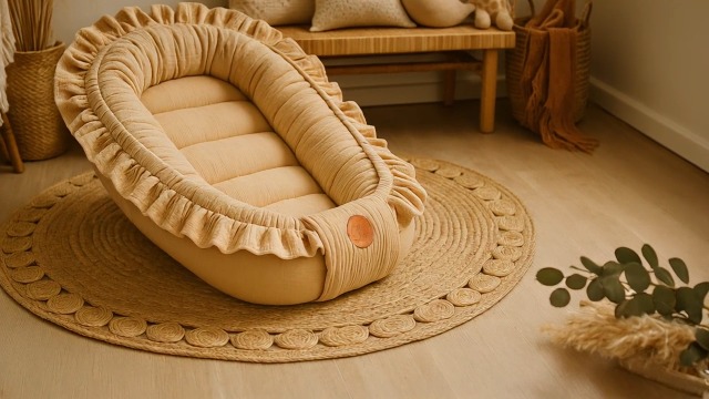 Mousseline Babynestje Bedverkleiner 90x50 cm - Draagbaar Katoen Wieg Pod Co Sleeper Cocoon Ademend Reis Lichtgewicht Moses Uniseks Ideaal voor Jongens Meisjes Poederroze