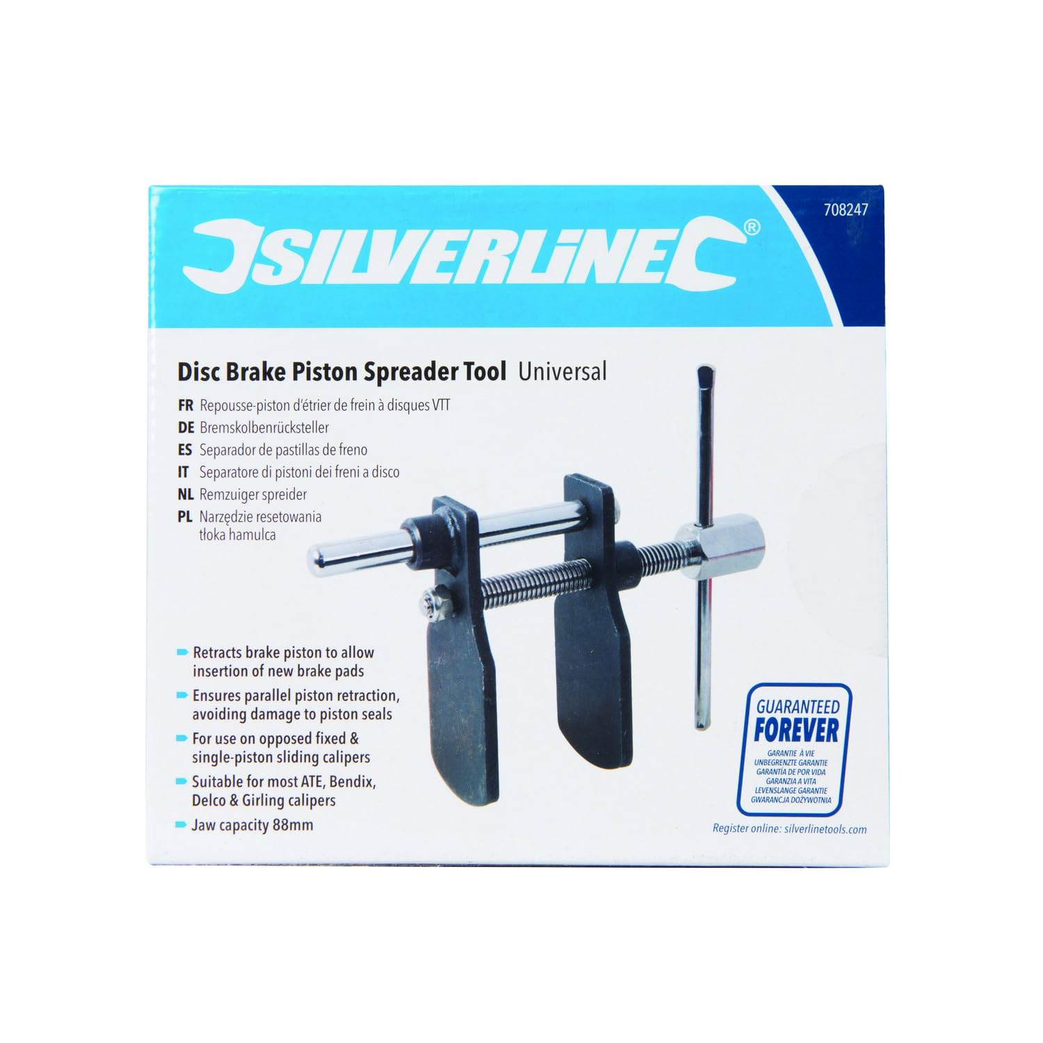 Silverline Strumento Universale per spargere pistone Freno a Disco (708247), Nero