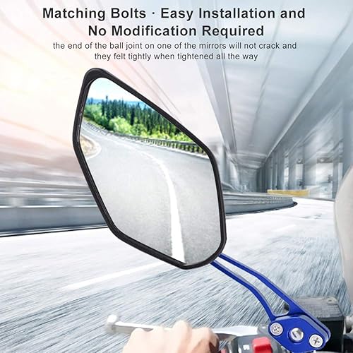 Miniatura 5 de Keenso - 1 par de espejos laterales universales para motocicleta, manubrio ajustable de aluminio, retrovisor, patrón de llama, motocicleta, scooter