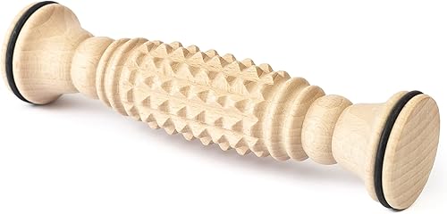 tuuli Accesorios - Masajeador de pies de madera, rodillo muscular ranurado, ayuda a aliviar la tensión muscular, apoya la circulación sanguínea,