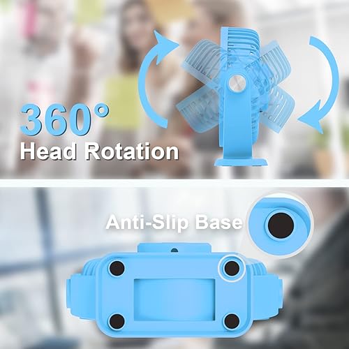 Miniatura 6 de TriPole Ventilador de escritorio alimentado por USB, pequeño ventilador personal de 3 velocidades, mini ventilador de flujo de aire fuerte, rotación