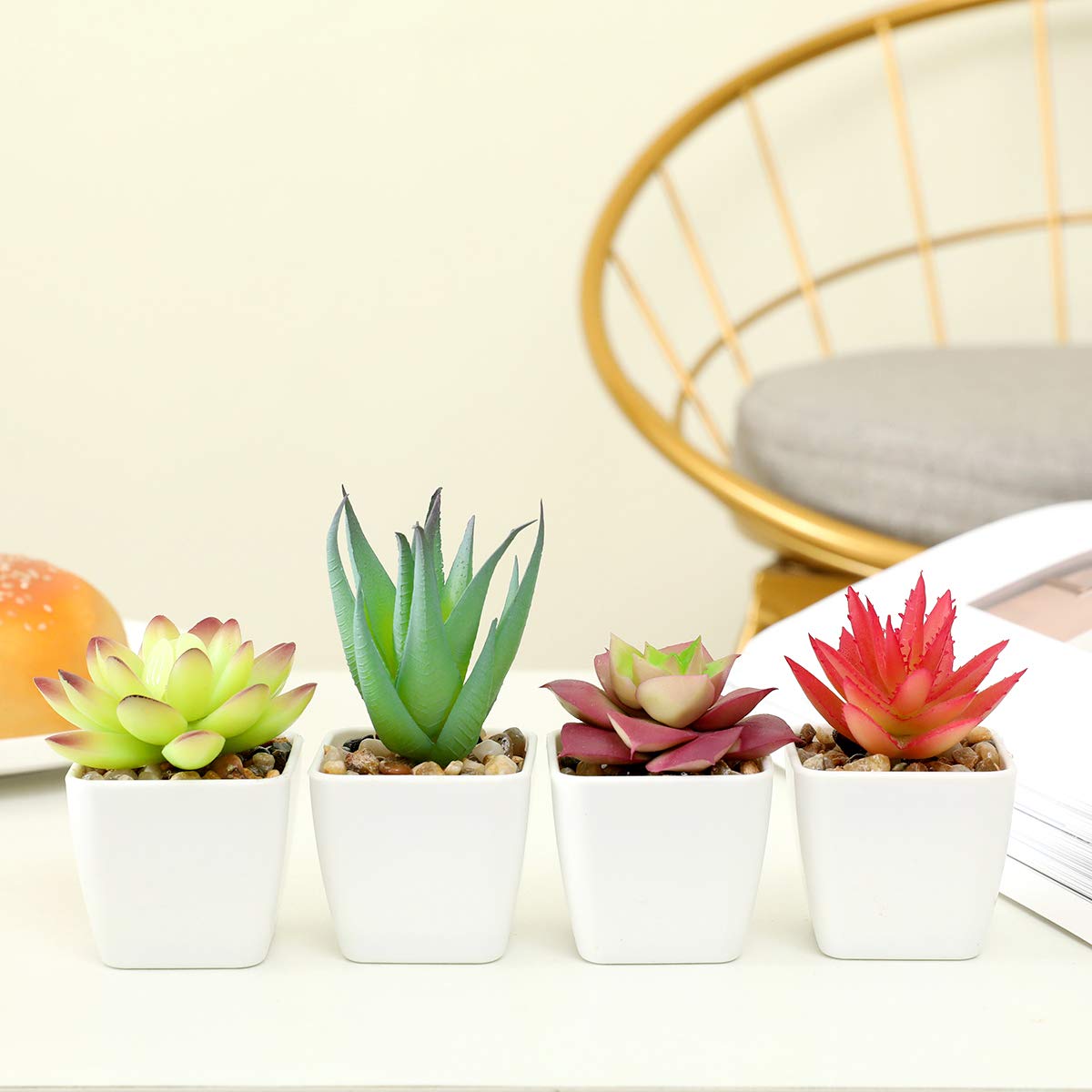 Amazon｜いい生活 4点セット 人工多肉植物 ミニ 植物鉢植え 枯れない 