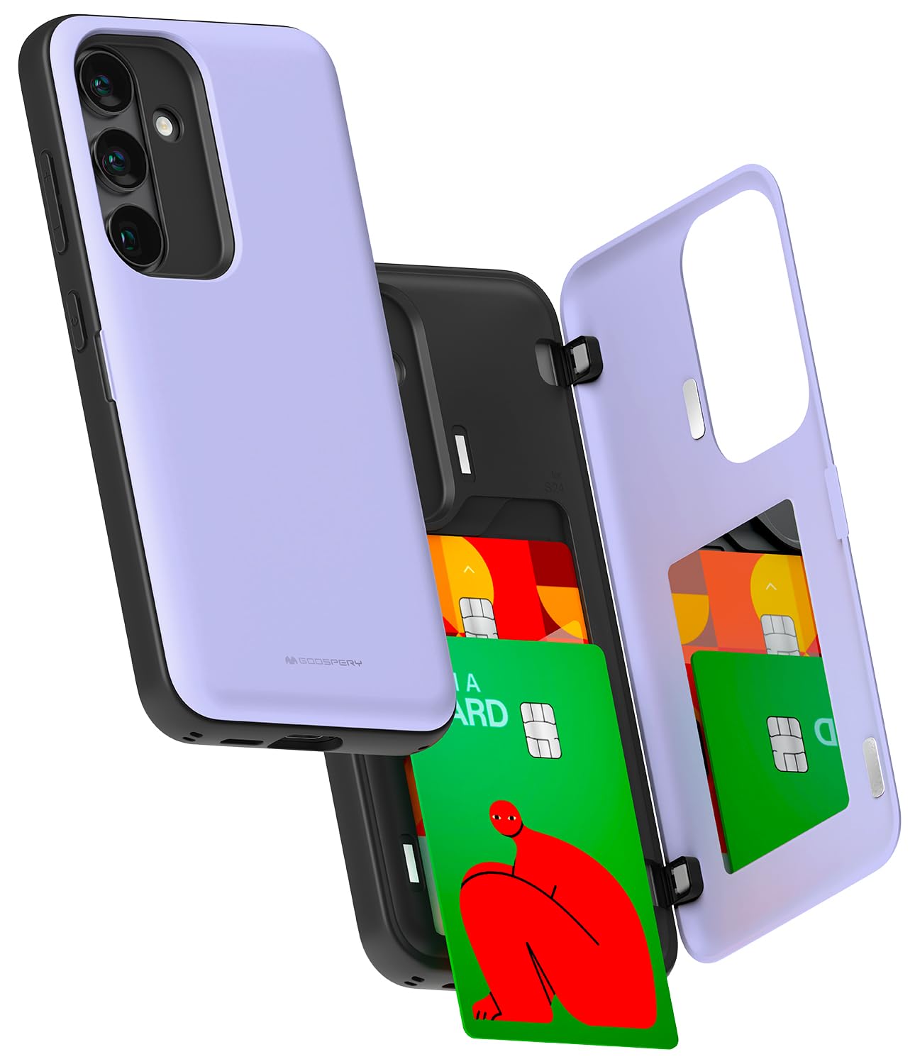 GOOSPERY Magnetic Door Bumper Compatible with Galaxy S24 Case, Card Holder Wallet Easy Magnet Auto Closing Protective Dual Layer Sturdy Phone Back